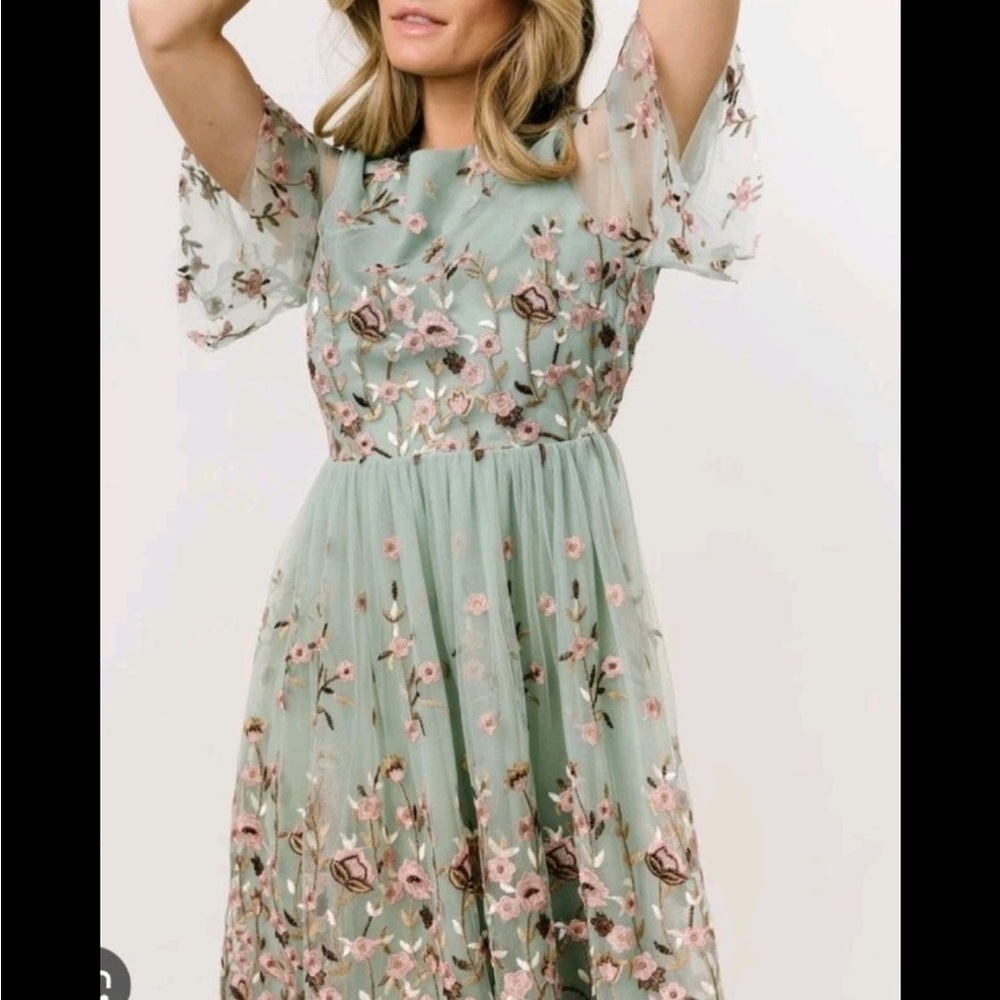 Baltic Born Sage Green Floral Midi Dress - Picture 4 of 12